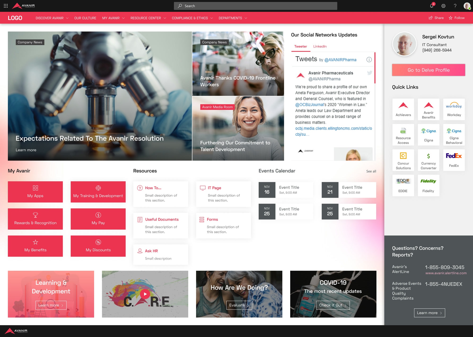 Homepage option 1.1, news first
