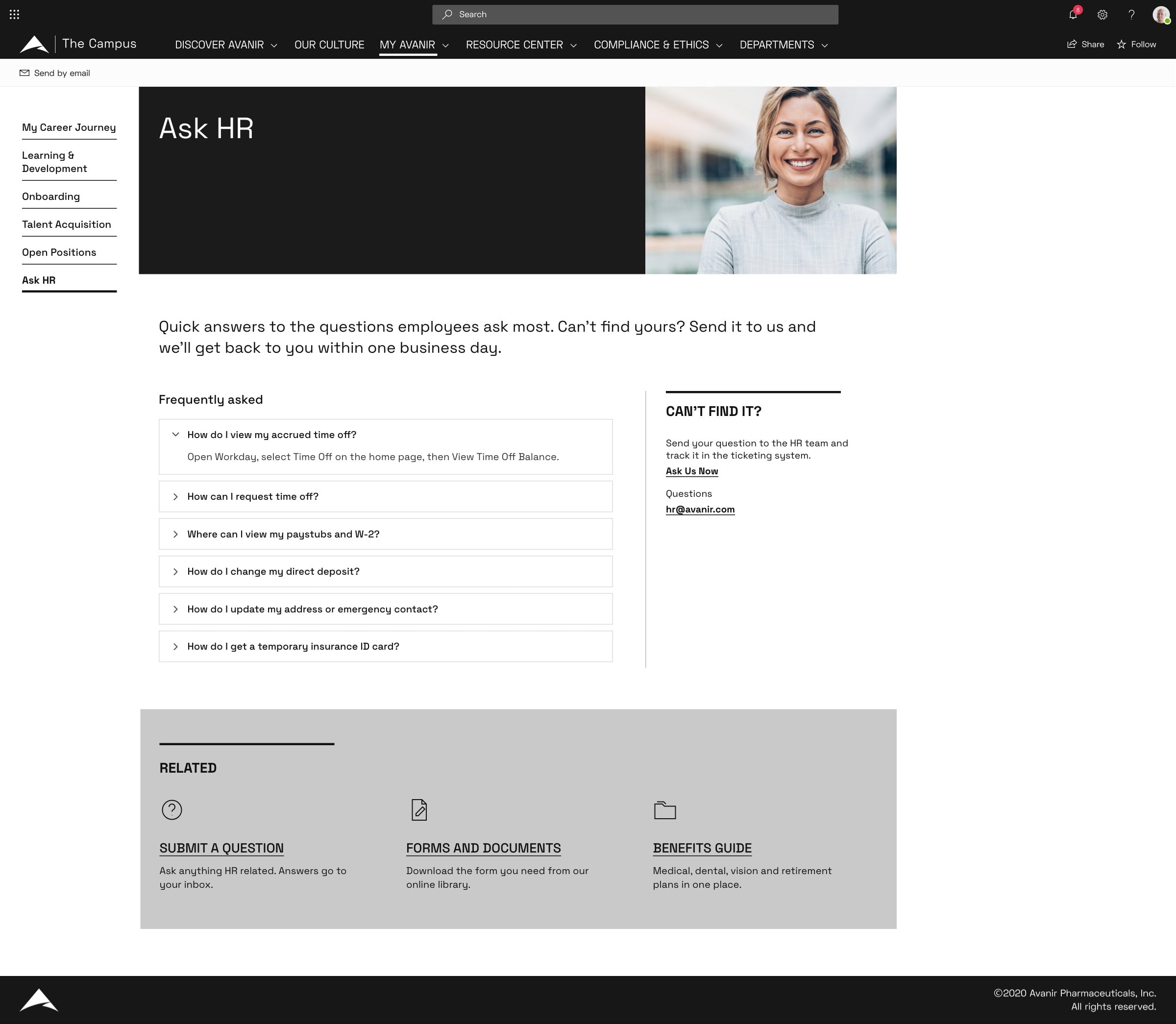The Ask HR page